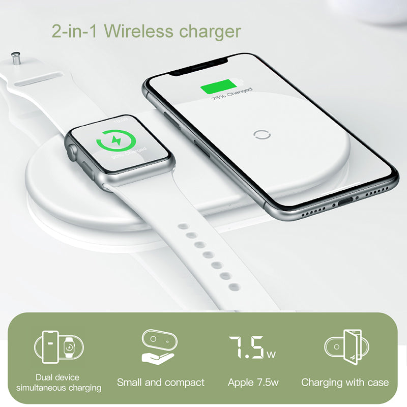 Baseus 2 in 1 Wireless Charger Pad For Apple Watch iPhone X Xs Max XR Desktop Fast Wireless Charging Charger Born for Apple Fans