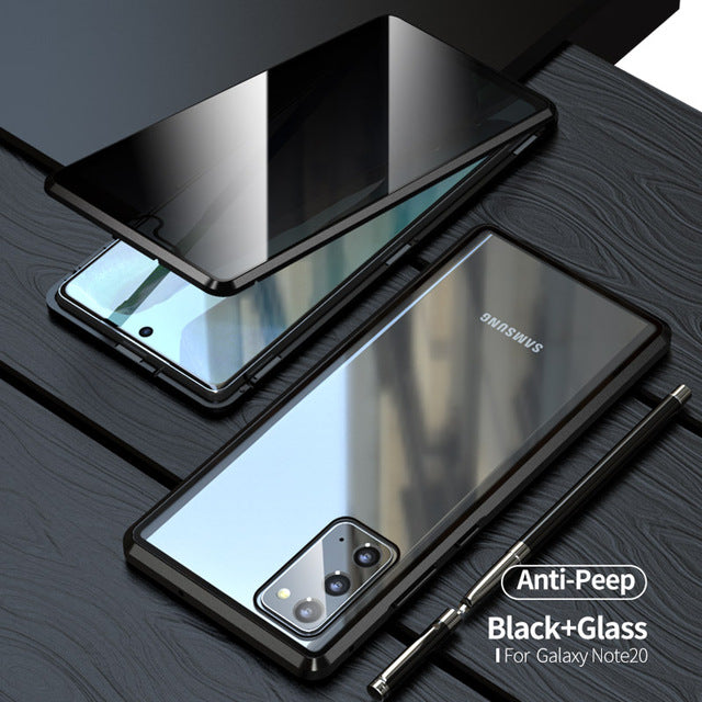 For Samsung Note20U Anti Peeping Privacy Glass Case Protect Phone Case S21Ultra Magnetic S21 Metal Cover